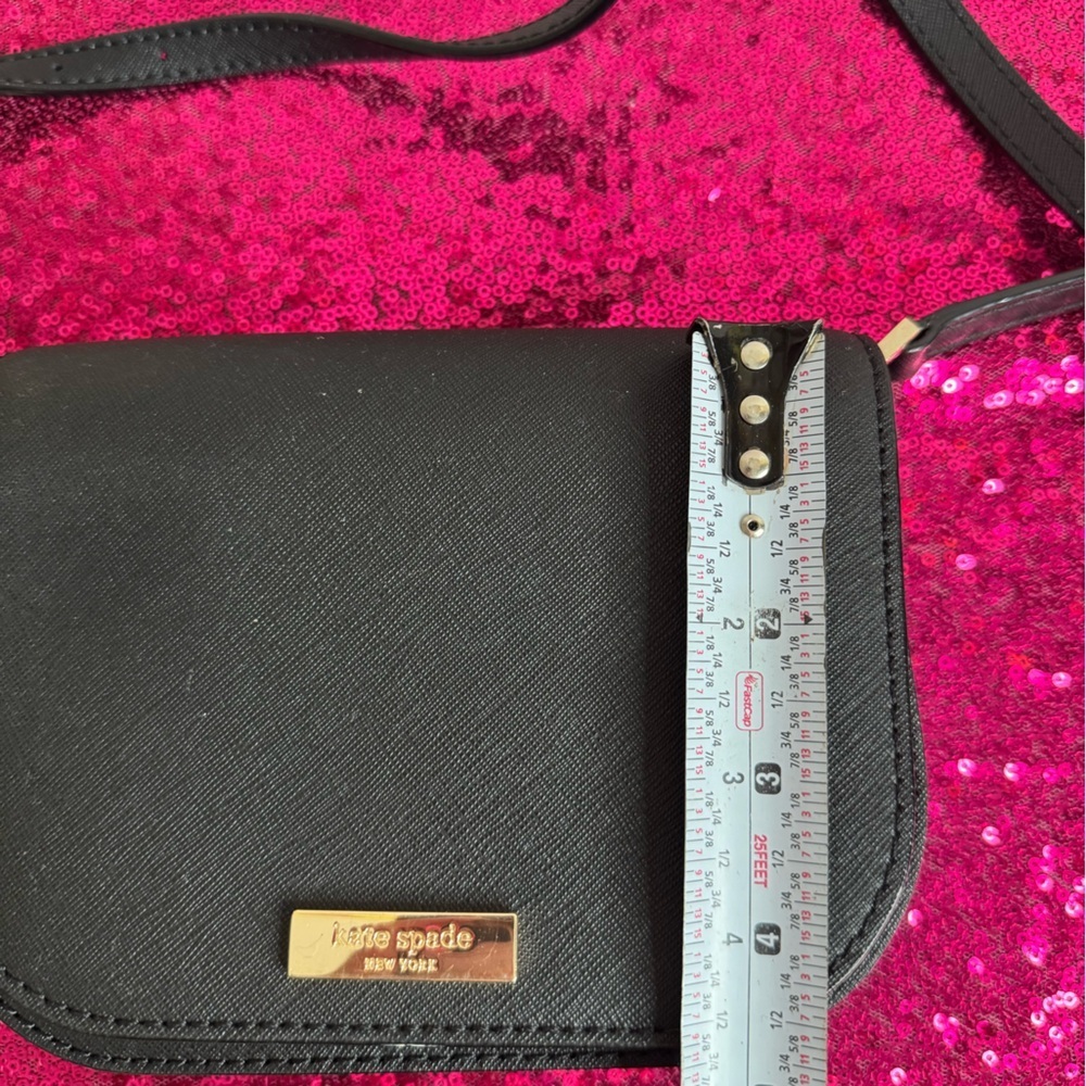 KATE SPADE ♠️ Mini Black Clutch with Crossbody Strap, Gold Hardware - Picture 6 of 12